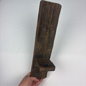 Vintage Hoda 1976 Faux Wood Candleholder Wall Hanging Retro Home Decor 15in Tall